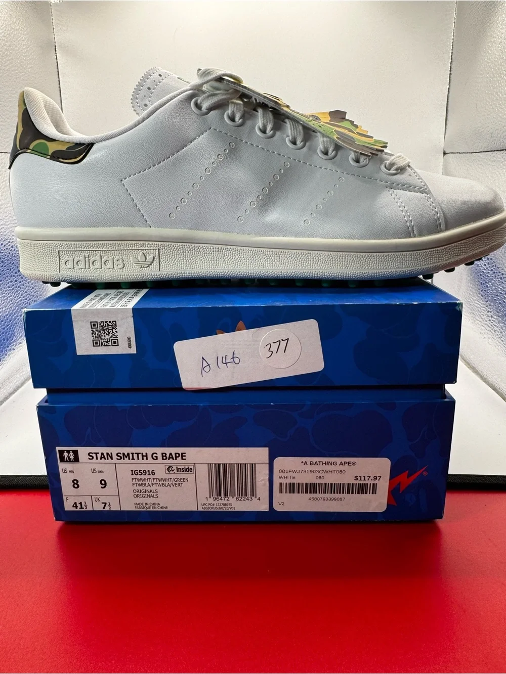 BAPE x adidas Stan Smith Golf Cloud White Green IG5916 Brand New Deadstock Size